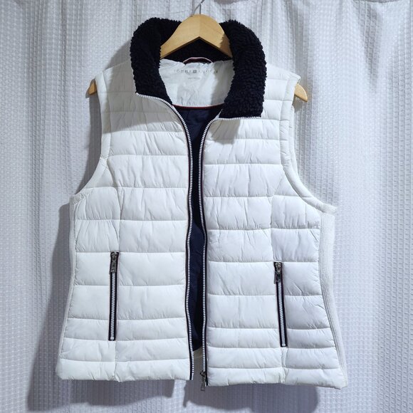 Tommy Hilfiger Puffer Vest Women's Size XL White Packable Zip Pockets - Picture 3 of 11
